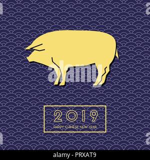 Happy Chinese New Year 2019 Jahr des Schweins. Sternzeichen für Glückwunschkarte, Flyer, Einladungen, Plakate, Broschüren, Banner, Kalender. Stock Vektor