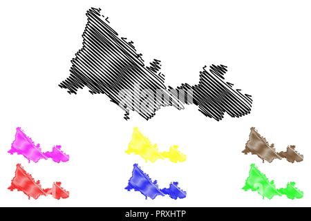 Oblast Orenburg (Russland, Subjekte der Russischen Föderation, die oblaste Russlands) Karte Vektor-illustration, kritzeln Skizze Orenburg Oblastt Karte Stock Vektor