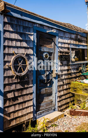 Angeln Shack Bear Skin Hals Wakefield, Massachusetts, USA Stockfoto