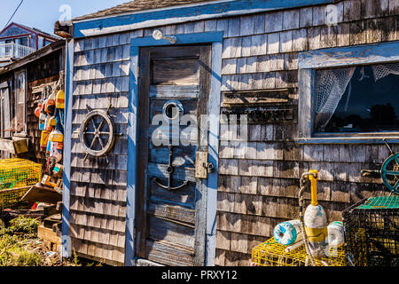 Angeln Shack Bear Skin Hals Wakefield, Massachusetts, USA Stockfoto