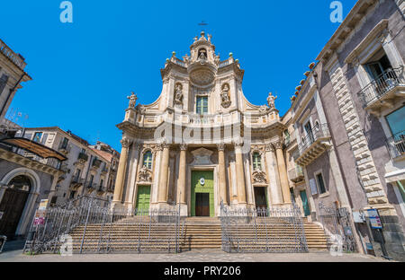 Basilica della Collegiata in Catania, Sizilien, Süditalien. Stockfoto