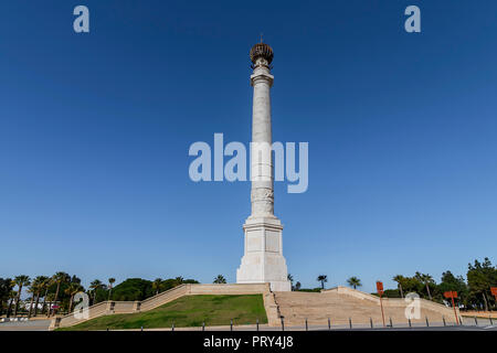 Denkmal für die Entdecker, 400-jähriges Jubiläum Spalte, Palos de la Frontera, Huelva, Spanien. Columbus Entdeckung. Stockfoto