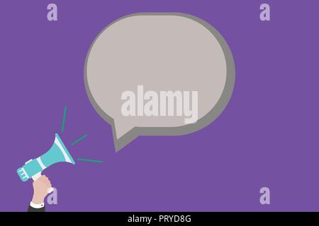 Flaches Design business Vektor-illustration leere Raum für Ad Web site Förderung esp Banner-vorlage isoliert. Die menschliche Hand Megaphon mit Sou Stock Vektor