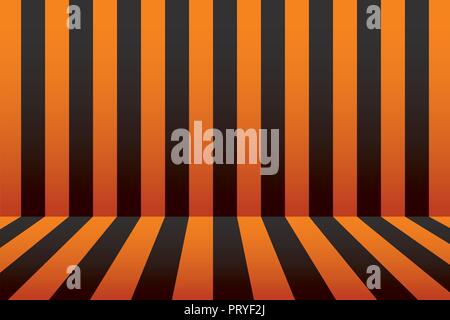 Halloween stripe Zimmer schwarz und orange hinterlegt. Stock Vektor