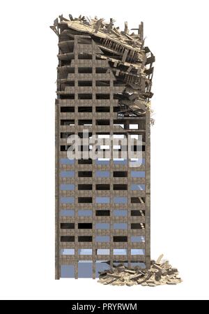 Skyscraper isoliert auf Weiss 3 D Abbildung ruiniert Stockfoto