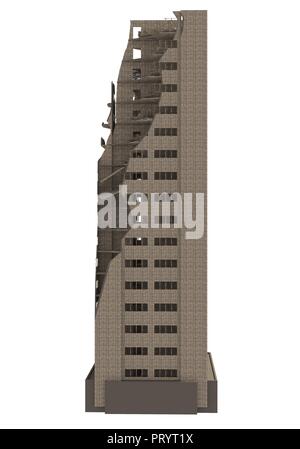 Skyscraper isoliert auf Weiss 3 D Abbildung ruiniert Stockfoto