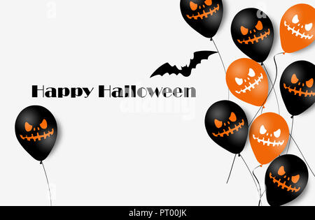 Halloween Banner mit Halloween Gespenst Luftballons. Beängstigend Luftballons. Abbildung. Muster Stockfoto