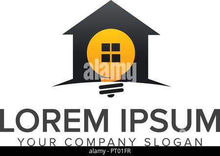 Glühlampe Haus Logo. Immobilien Logo Design Konzept Vorlage Stock Vektor