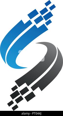 Buchstabe s Logo, Technologie Logo Design Konzept Vorlage Stock Vektor