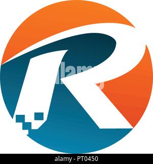 Buchstabe R Logo. Technologie Logo Design Konzept Vorlage Stock Vektor