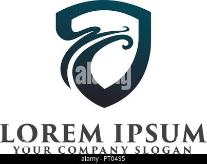 Sicherheit Dragon Logo Design Konzept Vorlage Stock Vektor