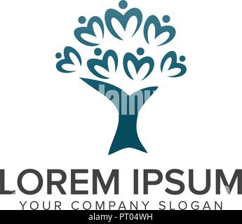 Baum Menschen Logos Design Konzept Vorlage Stock Vektor