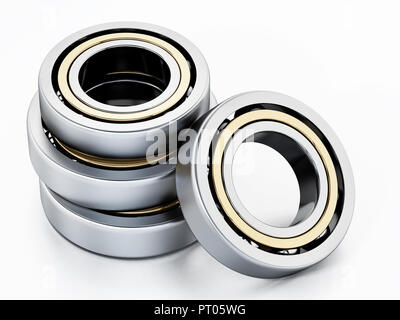 Kugellager isoliert auf weißem Hintergrund. 3D-Darstellung. Stockfoto