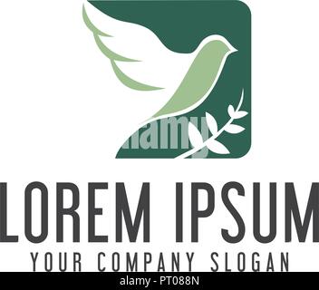 Vogel leaf Logo. square Shape Design Konzept Vorlage Stock Vektor