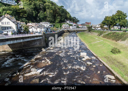 Osten Lyn und West Lyn Flüsse in Lynmouth Devon. Stockfoto