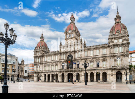 Der Palacio Municipal (Rathaus), Praza de Maria Pita, A Coruña, Galizien, Spanien Stockfoto