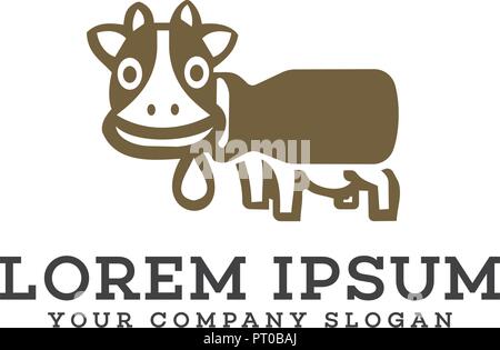 Süße Kuh Logo Design Konzept Vorlage Stock Vektor