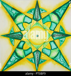 Mandala, Aquarell, Herz chakra Stockfoto