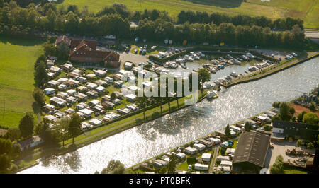 Luftaufnahme, Marina Münsterstraße, Datteln-Hamm-Kanal, Recklinghausen, Ruhrgebiet, Nordrhein-Westfalen, Deutschland, Europa, Stockfoto