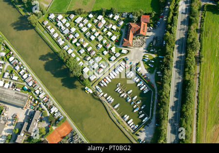 Luftaufnahme, Marina Münsterstraße, Datteln-Hamm-Kanal, Waltrop, Ruhrgebiet, Nordrhein-Westfalen, Deutschland, Europa, Stockfoto