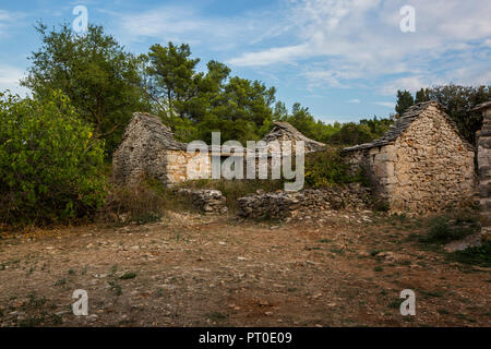 Humac ist eine unbewohnte Weiler auf der Insel Hvar, Kroatien Stockfoto