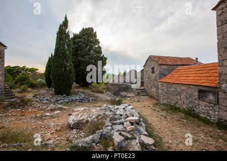 Humac ist eine unbewohnte Weiler auf der Insel Hvar, Kroatien Stockfoto