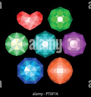 Gems auf weißem Hintergrund. Vektor Juwelen oder kostbare Diamanten Edelstein. Stock Vektor