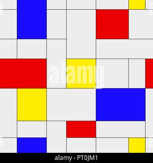 Nahtlose Muster. Bunte Hintergrund im mondrian Stil. Vector Illustration. Zusammenfassung Hintergrund der farbigen Rechtecke. Stock Vektor