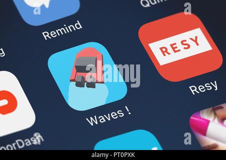 London, Großbritannien, Oktober 05, 2018: Screenshot des Voodoo mobile App Wellen. Stockfoto