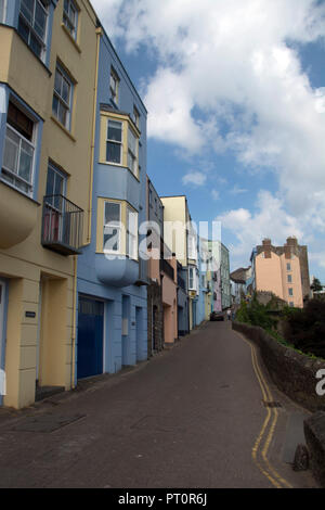 PEMBROKESHrIE; TENBY; HÄUSER IN CRACKWELL STRASSE Stockfoto