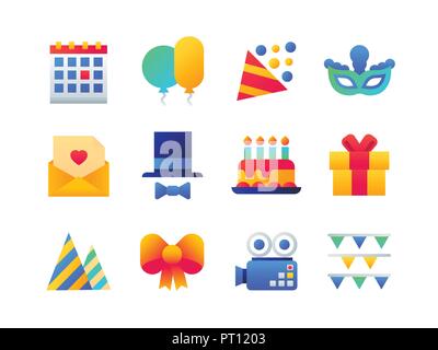 Geburtstag - Satz mit flachen Design style Icons Stock Vektor
