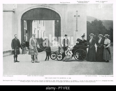 Besuch von Zar Nikolaus II. (letzte Kaiser von Russland) und seiner Frau Alexandra Fjodorowna, Alix von Hessen, Balmoral Castle, Schottland, als Gäste von Königin Victoria, 1896 Stockfoto