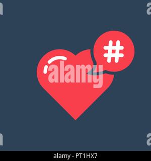 Red hashtag Symbol wie Herzen Stock Vektor