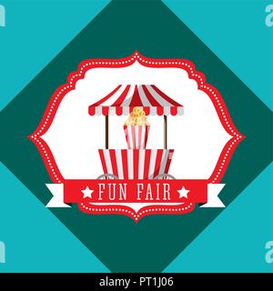 Stand popcorn Karneval Kirmes retro Label Stock Vektor