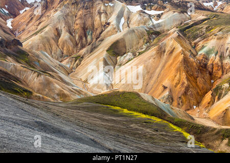 Landmannalaugar, Blick von der Blahnukur Berg (Landmannalaugar, Fjallabak Nature Reserve, Highlands, Region Süd, Island, Europa) Stockfoto