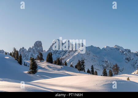 Plätzwiese/Langlauftag gemütlich, Dolomiten, Provinz Bozen, Südtirol, Italien, das Massiv des Cristallo Gruppe Stockfoto