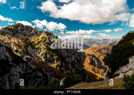 Die Ansicht von Passo Cavuto Europa, Italien, Abruzzen, Provinz von L'Aquila Nationalpark der Abruzzen, Latium und Molise Stockfoto