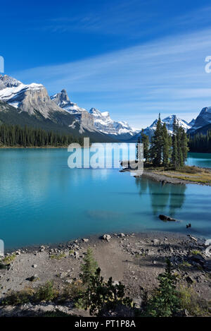 Maligne Lake, Jasper NP, Alberta, Kanada Stockfoto