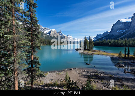 Maligne Lake, Jasper NP, Alberta, Kanada Stockfoto