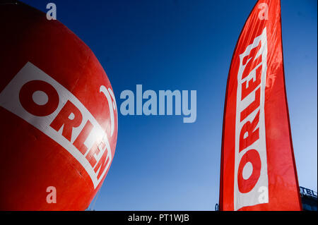 Krakau, Polen. 5. Okt, 2018. PKN Orlen Werbung ist im Gesetz 4 Wachstum Forum auf Eis Krakau Congress Center gesehen. Credit: Omar Marques/SOPA Images/ZUMA Draht/Alamy leben Nachrichten Stockfoto