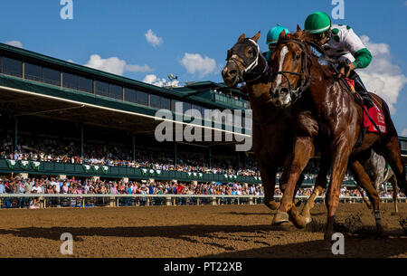 Lexington, KY, USA. 6. Okt, 2018. Oktober 05, 2018: verspricht mit Luis Saez erfüllt, gewinnt das Phoenix Stakes bei Keeneland Racecourse am Oktober 05, 2018 in Lexington, Kentucky. Evers/ESW/CSM/Alamy leben Nachrichten Stockfoto