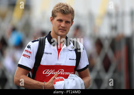 Suzuka, Japan. Vom 6. Oktober 2018. Formel 1 Grand Prix von Japan, Qualifikation; Alfa Romeo Sauber F1 Team, Marcus Ericsson Credit: Aktion Plus Sport Bilder/Alamy leben Nachrichten Stockfoto