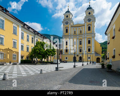 Österreich, Mondsee, Blick auf die Basilika St. Michael Stockfoto