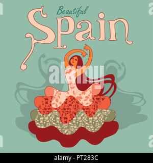 Spanische Flamenco Tänzerin. Vector Illustration Stock Vektor