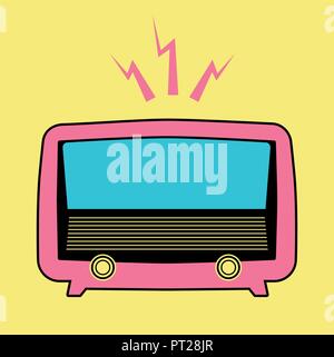 Logo style Retro skizziert. Radio. Vector Illustration Stock Vektor