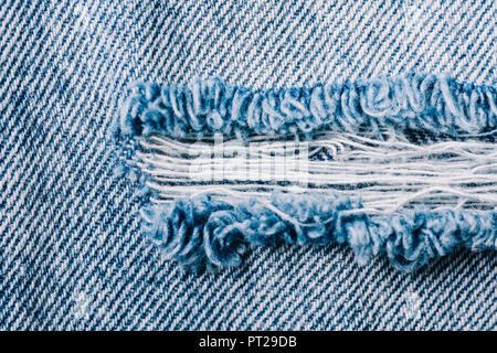 Denim Textur zerrissenen bis Jeans Stockfoto