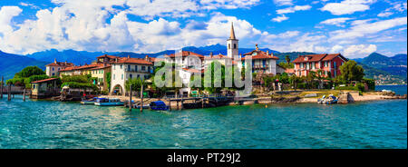 Wunderschöne Isola dei Pescatori, Lago Maggiore, Panoramaaussicht, Nord Italien. Stockfoto