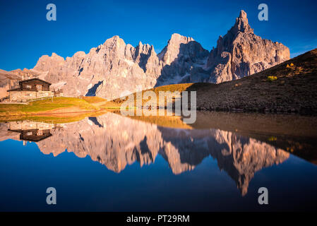 Baita Segantini, Pale di San Martino, Trentino-Südtirol, Italien Stockfoto