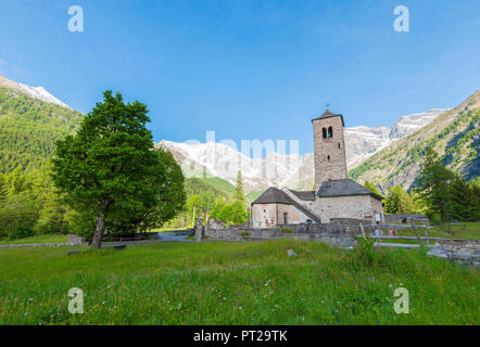 Die alte Kirche von Staffa, Macugnaga, Valle Anzasca, Ossola, Walliser Alpen, Alpen, Italien Stockfoto