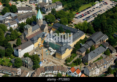 Luftaufnahme, Restaurierung Folkwangschule Abtei Essen Borbeck, Essen, Ruhrgebiet, Nordrhein-Westfalen, Deutschland, Europa, Stockfoto